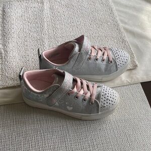 Skechers Kids Silver and Pink Sneakers